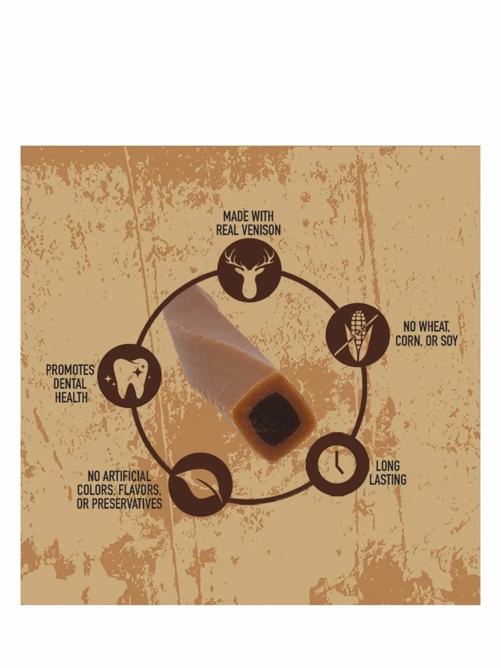 Wild Chews Venison Recipe Dog Chews - Brown